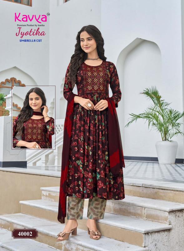 Kavya jyotika vol 40 umbrella cut 3pcs kurtis wholesale